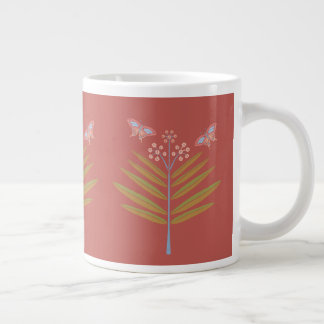 Milkweed & Butterflies 20os, Rosa, Korallen, Grün Jumbo-Tasse
