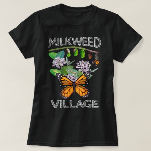 Milkweed Village Monarch Butterfly Metamorphose T-Shirt (Design vorne)