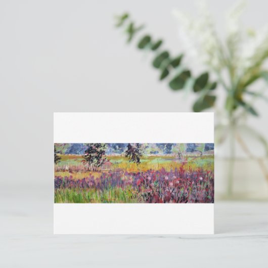 Milkweed Wiese landschaftliche Wildblume Gemälde Postkarte (Stehend Vorderseite)