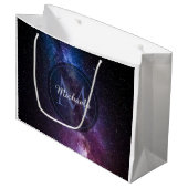 Milky way bright colors personalizable monogram große geschenktüte (Vorderseite Schrägansicht)