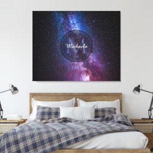Milky way bright colors personalizable monogram leinwanddruck