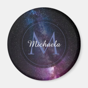 Milky way bright colors personalizable monogram magnet