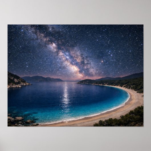 Milky Way Galaxy Ocean Bay Poster - Night Sky Coas (Vorne)