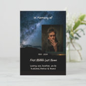 Milky Way Galaxy Starry Night Sky Memorial Einladung (Stehend Vorderseite)