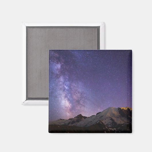 Milky Way & Mt. Rainier | Washingtoner Staat Magnet (Vorderseite/Rückseite)