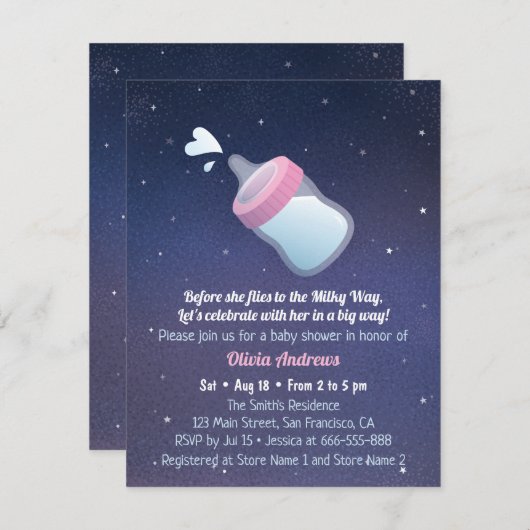 Milky Way Space Pun Spaß Babydusche Einladung (Vorne/Hinten)