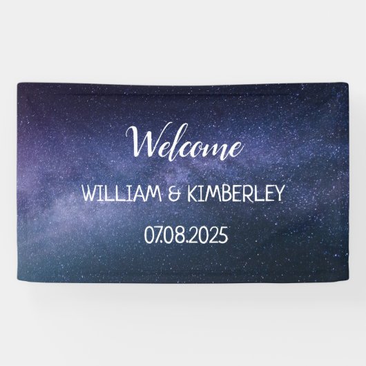 Milky Way Stars Sky Galaxy Elegante Hochzeit Banner (Horizontal)