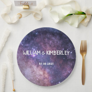 Milky Way Stars Sky Galaxy Elegante Hochzeit Pappteller