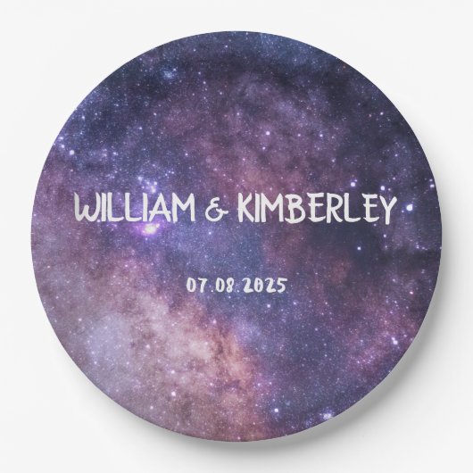 Milky Way Stars Sky Galaxy Elegante Hochzeit Pappteller (Vorderseite)