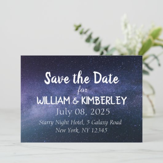 Milky Way Stars Sky Galaxy Elegante Wedding Rett T Save The Date (Stehend Vorderseite)
