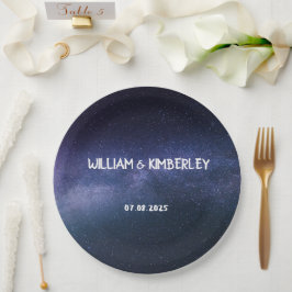 Milky Way Stars Sky Galaxy Elegantes Hochzeitspapi Pappteller