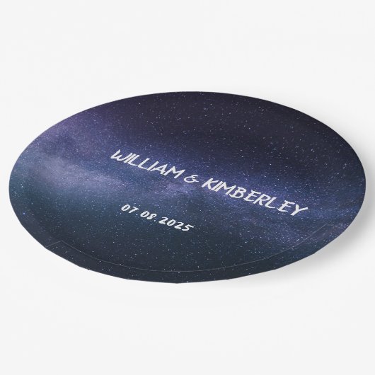 Milky Way Stars Sky Galaxy Elegantes Hochzeitspapi Pappteller (Schrägansicht)