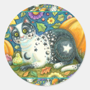 MILKYWAY, EINE MYSTISCHE HALLOWEEN KATZE, MON & ST RUNDER AUFKLEBER