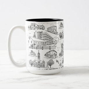 Mill City Toile (Lowell, MA) Schwarz/Weiss Zweifarbige Tasse