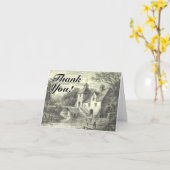 Mill Gebäude mit Wasserrad, "Danke!" Karte (Gelbe Blume)
