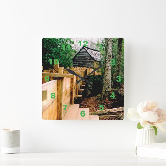 Mill Scene Clock Quadratische Wanduhr (Zuhause)