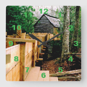 Mill Scene Clock Quadratische Wanduhr