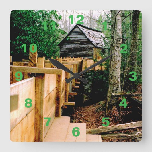 Mill Scene Clock Quadratische Wanduhr (Vorderseite)