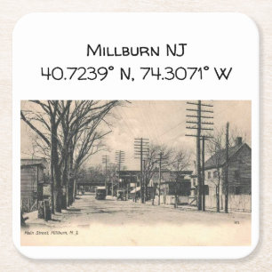Millburn NJ Map Coordinate 1906 Vintag Style Rechteckiger Pappuntersetzer