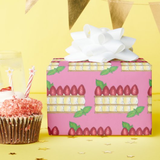Mille Feuille French Food Puff Pastry Raspberries Geschenkpapier (Geburtstagsparty)