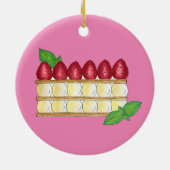 Mille Feuille French Food Puff Pastry Raspberries Keramik Ornament (Hinten)