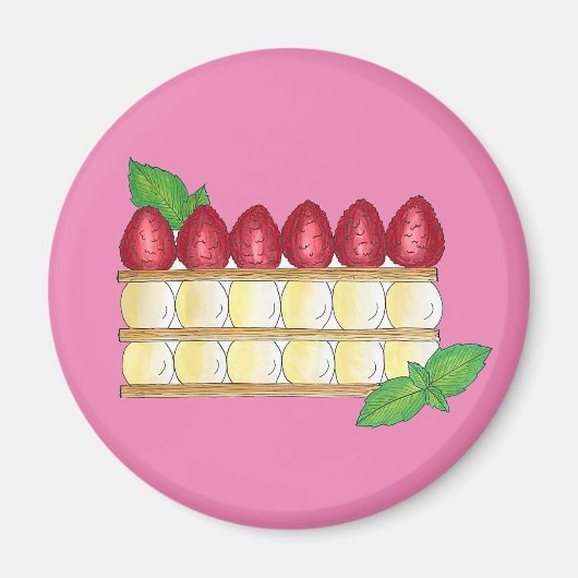 Mille Feuille French Food Puff Pastry Raspberries Magnet (Vorne)