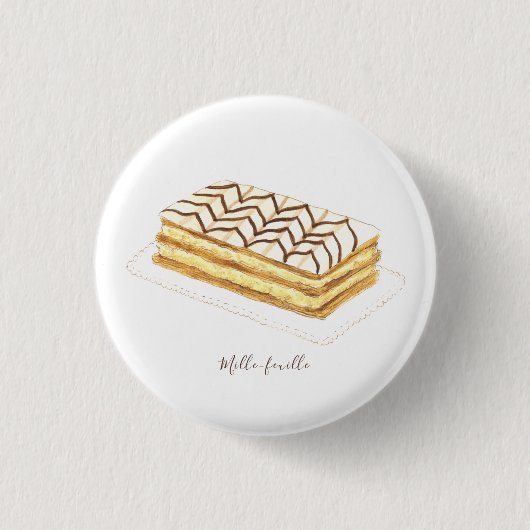 Mille-feuille Konditorei Aquarell Button (Vorderseite)