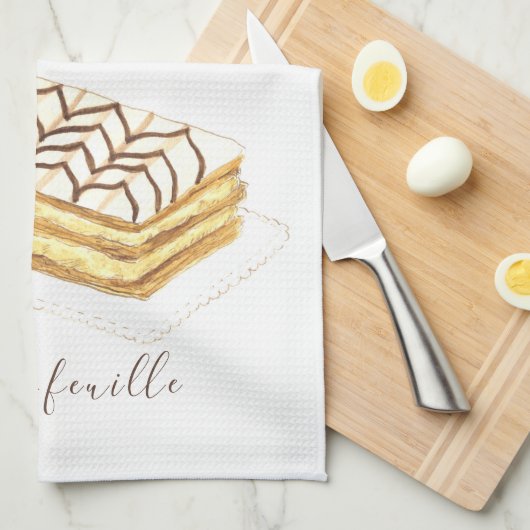 Mille-feuille Konditorei Aquarell Geschirrtuch (Viertel Falte)
