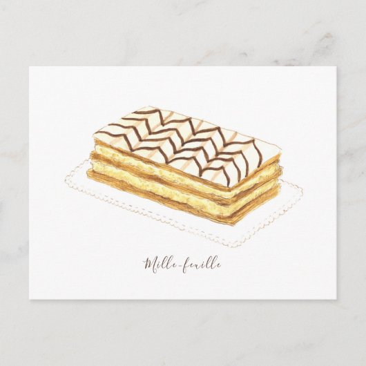 Mille-feuille Konditorei Aquarell Postkarte (Vorderseite)