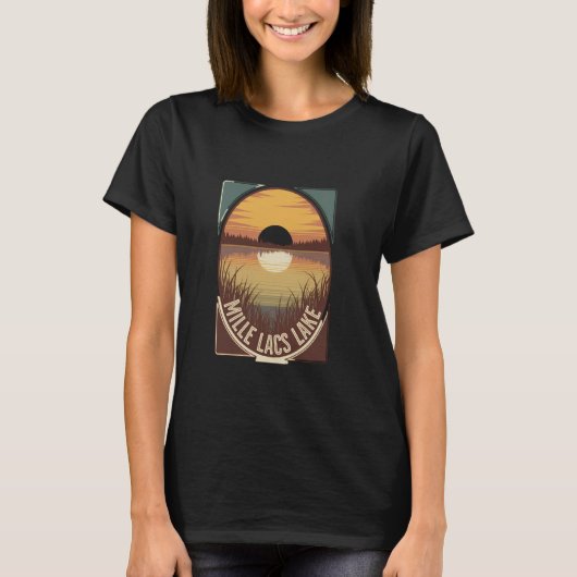 Mille Lacs Lake Landschaftlich Sunset Reflection T-Shirt (Vorderseite)