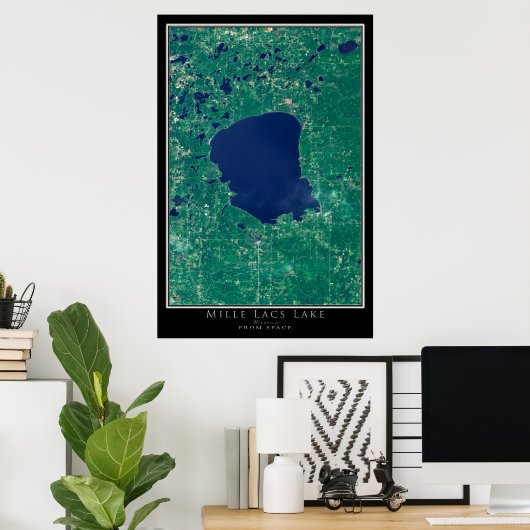 Mille Lacs Lake Minnesota Satellite Poster Karte (Heimbüro)