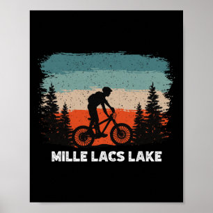 Mille Lacs Lake Mountainbiken Sonnenuntergang Retr Poster