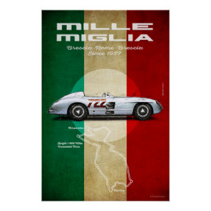 Mille Miglia Mercedes-Benz 300SLR 1955 Poster