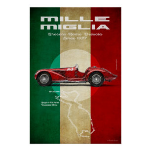 Mille Miglia Vintage Alfa Romeo 8C Poster