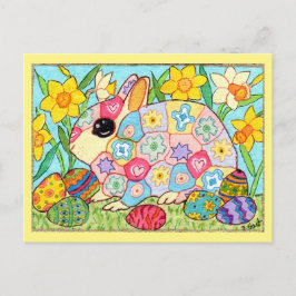 Millefiori Bunny with Festive Eggs Folk Art Easter Feiertagspostkarte