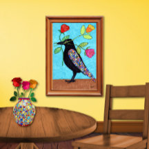 Millefiori Crow mit farbenfrohen Rose