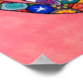 Millefiori Katze mit Rote Rose Poster (Ecke)