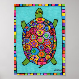Millefiori Mosaic Turtle Mini Folk Poster