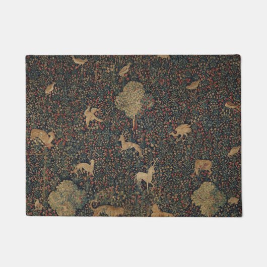 Millefleurs Tapestes mit Tieren Fußmatte (Vorderseite)