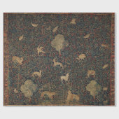 Millefleurs Tapestes mit Tieren Geschenkpapier (Flach)