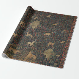 Millefleurs Tapestes mit Tieren Geschenkpapier
