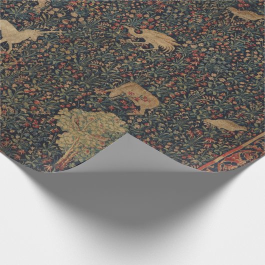 Millefleurs Tapestes mit Tieren Geschenkpapier (Ecke)