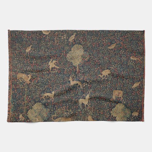 Millefleurs Tapestes mit Tieren Geschirrtuch (Horizontal)