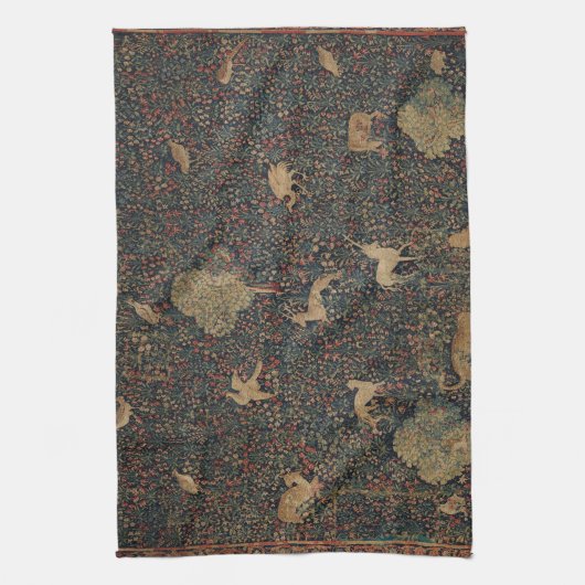 Millefleurs Tapestes mit Tieren Geschirrtuch (Vertikal)