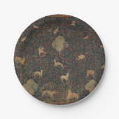 Millefleurs Tapestes mit Tieren Pappteller (Vorderseite)