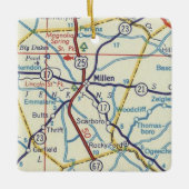 Millen GA Vintage Karte Keramikornament (Vorderseite)