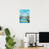 Millenium Bridge Newcastle England Vintage Travel Poster (Heimbüro)