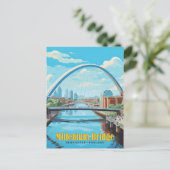 Millenium Bridge Newcastle England Vintage Travel Postkarte (Stehend Vorderseite)