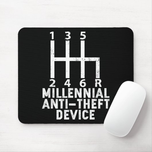 Millennial Anti Theft Device _ Funny Stick Shift  Mousepad (Mit Mouse)