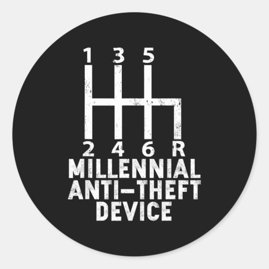 Millennial Anti Theft Device _ Funny Stick Shift  Runder Aufkleber (Vorderseite)